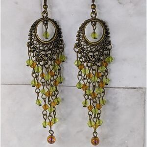 NIB Scott's Orange & Green Chandelier Earrings